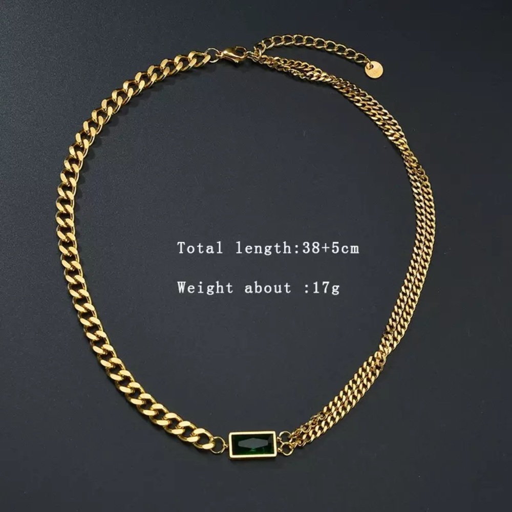 18k Emerald Zirconia Necklace - Picture 3 of 4